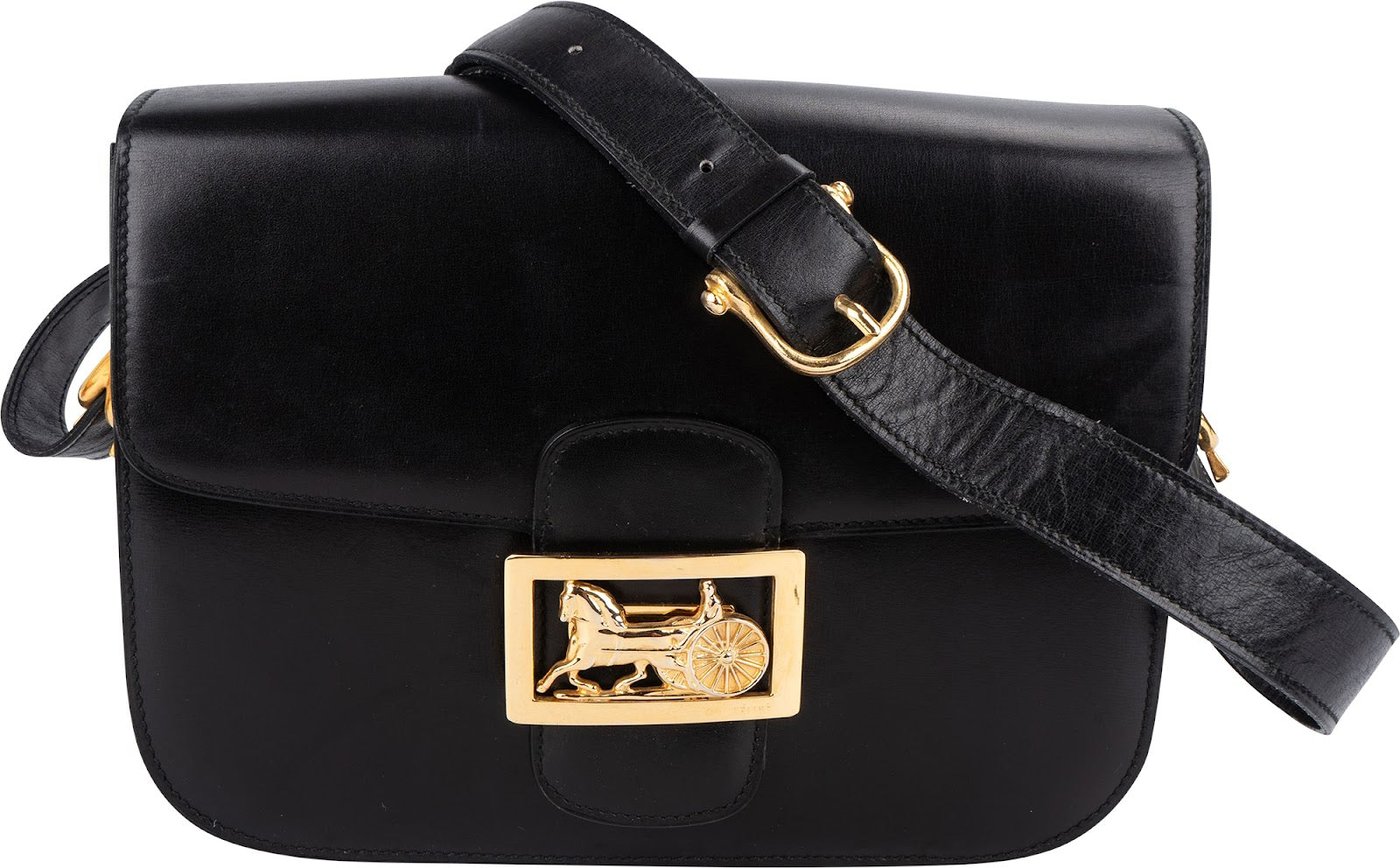 Celine Boxcalf Horse Carriage Triomphe Shoulder Bag