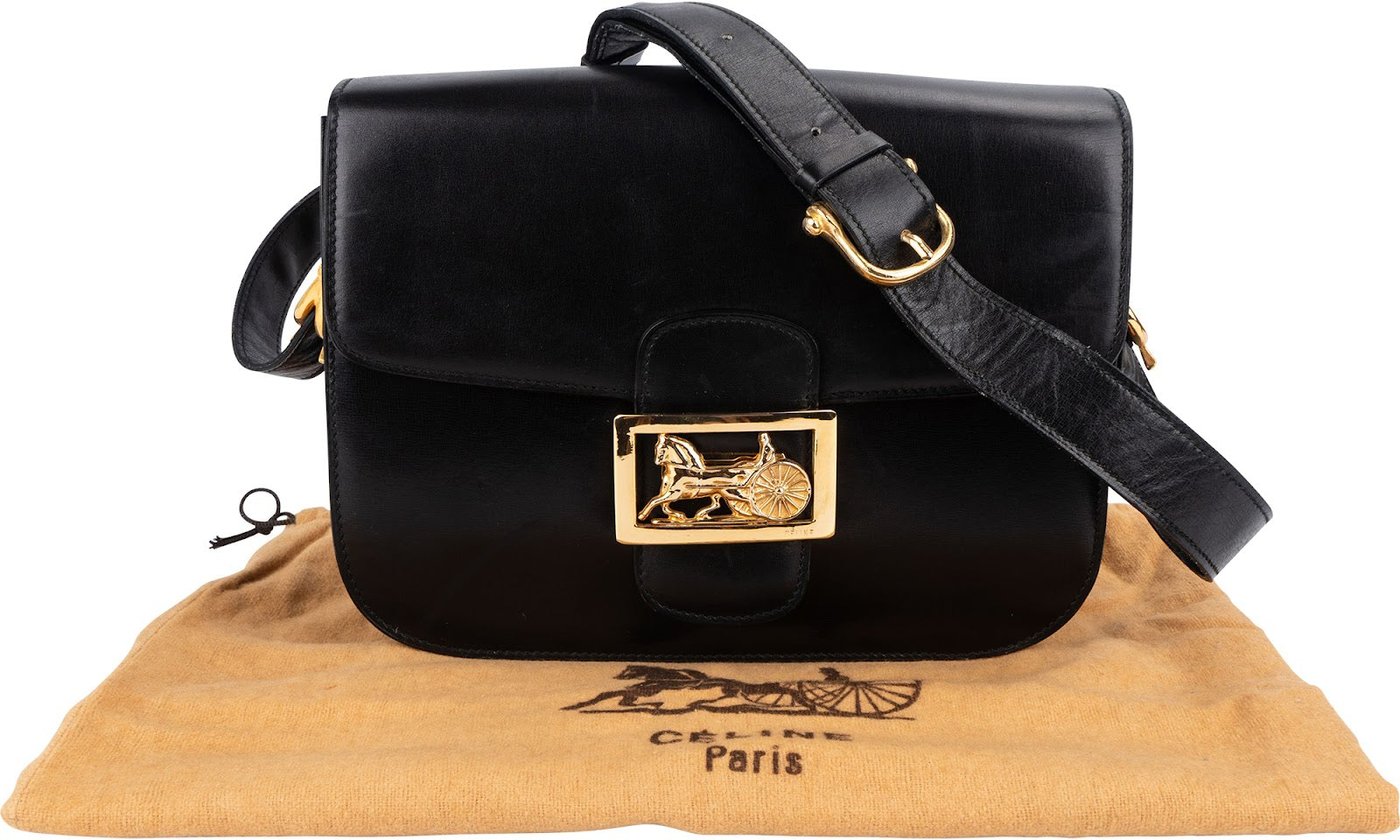 Celine Boxcalf Horse Carriage Triomphe Shoulder Bag