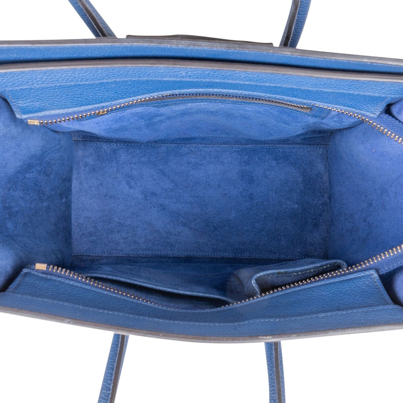 Céline Blue Drummed Calfskin Micro Luggage Handbag