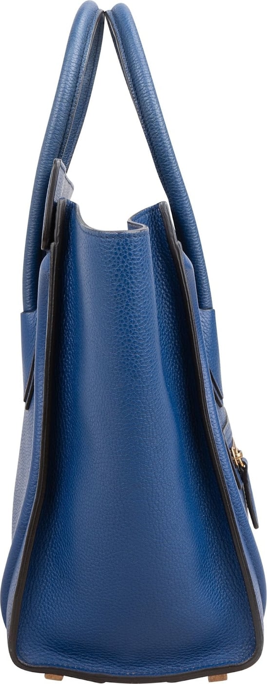 Céline Blue Drummed Calfskin Micro Luggage Handbag