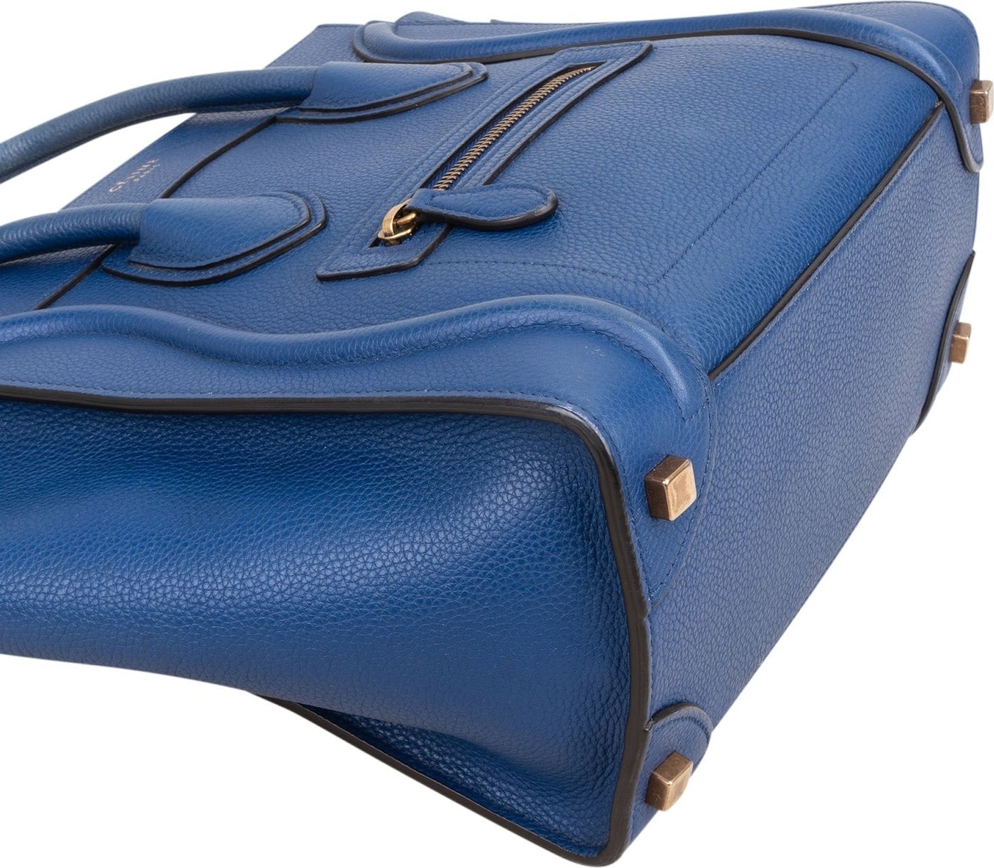 Céline Blue Drummed Calfskin Micro Luggage Handbag