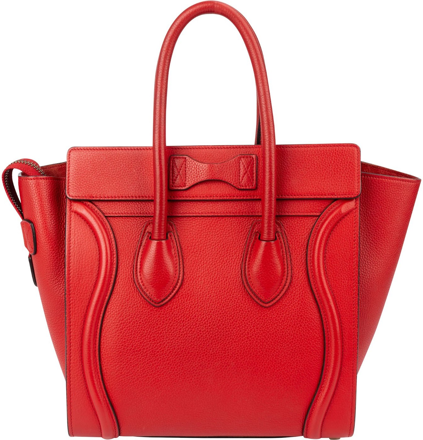 Celine Red Drummed Calfskin Leather Luggage Handbag