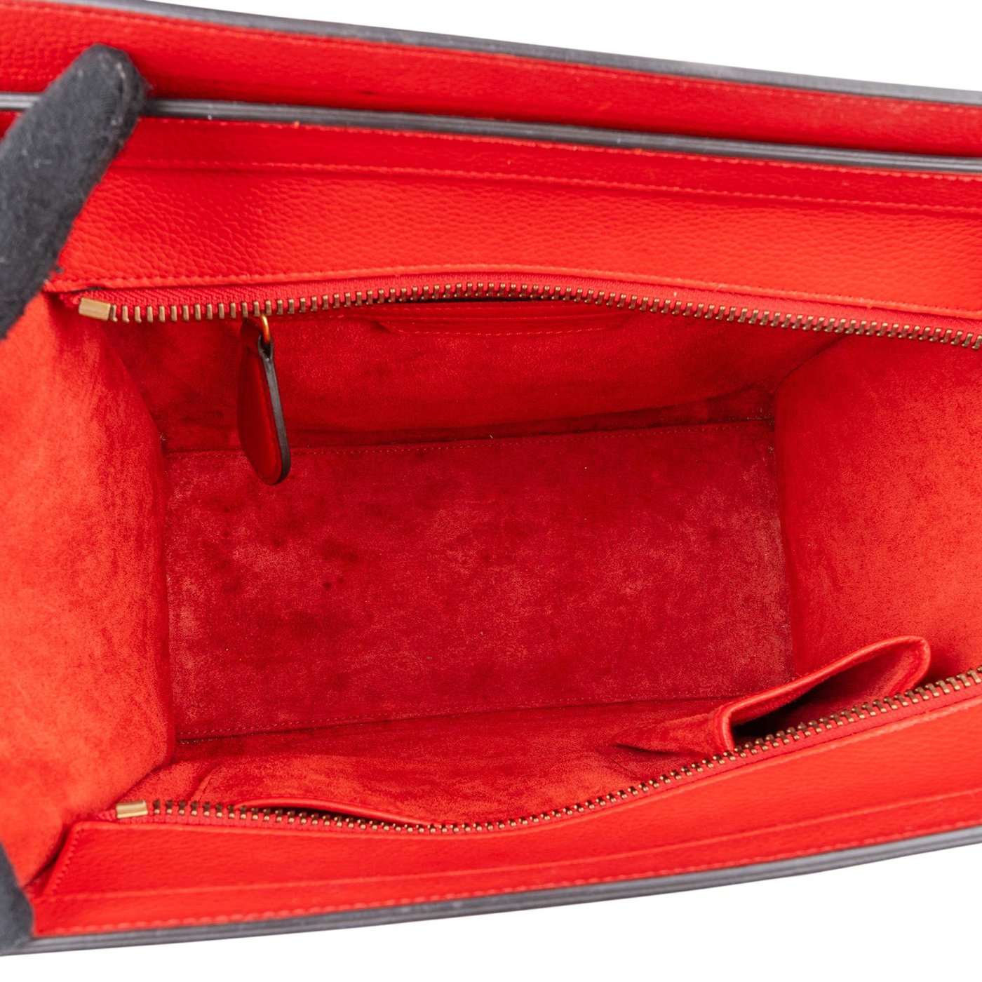 Celine Red Drummed Calfskin Leather Luggage Handbag