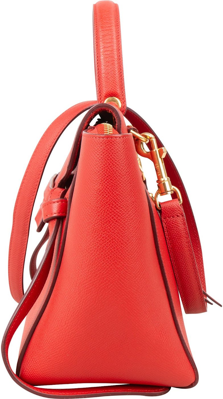 Celine Red Grained Calfskin Nano Belt Handbag
