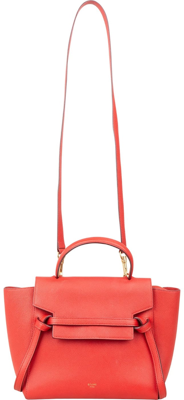 Celine Red Grained Calfskin Nano Belt Handbag