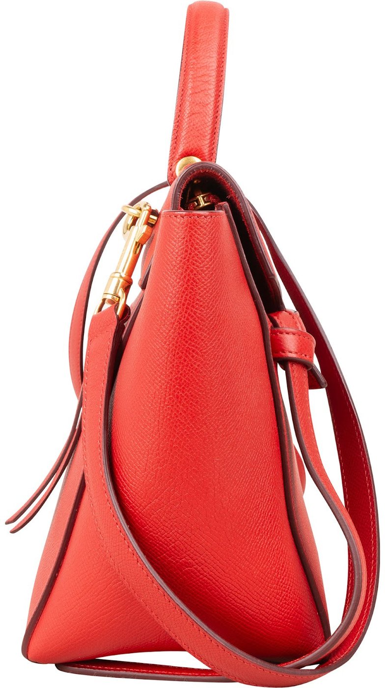 Celine Red Grained Calfskin Nano Belt Handbag