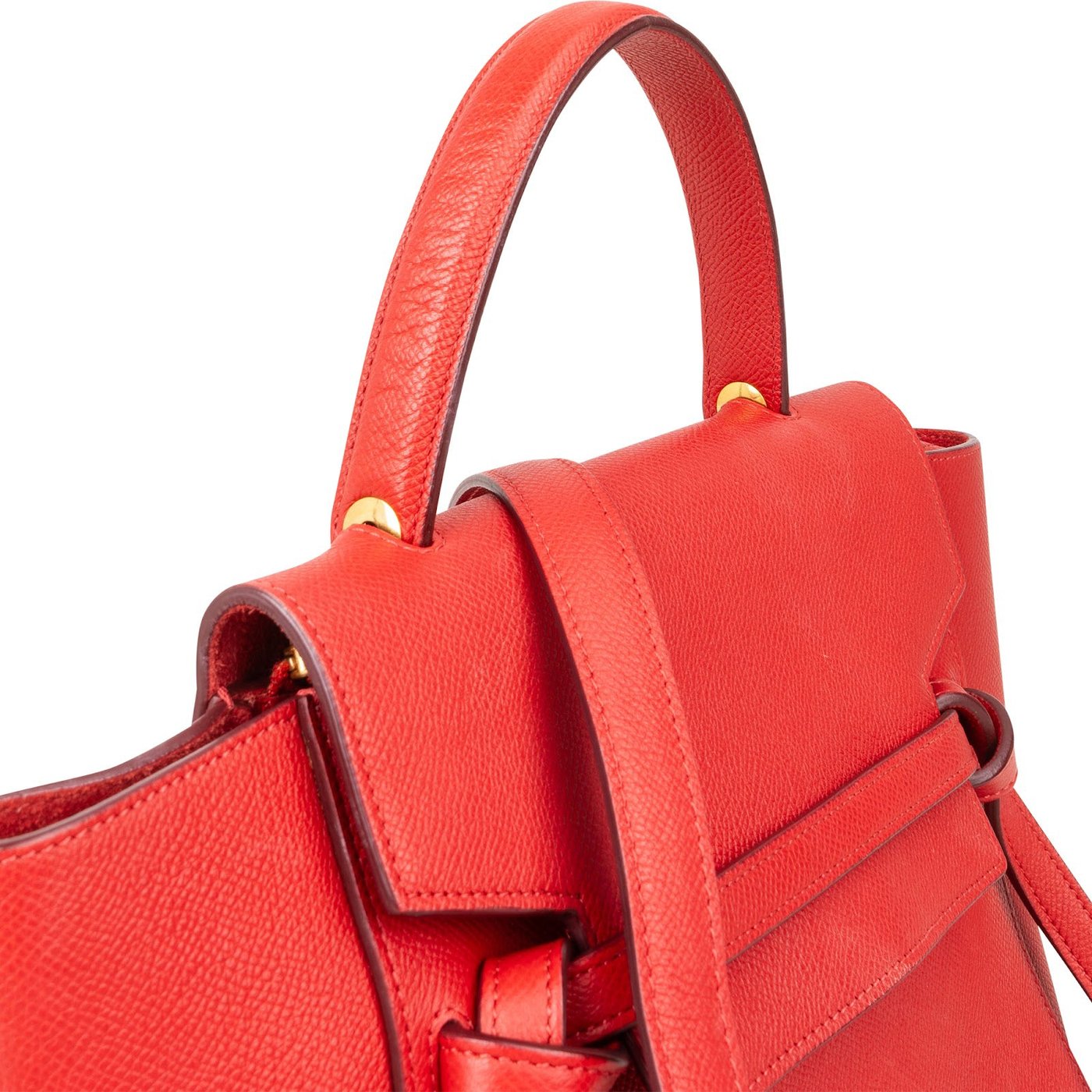 Celine Red Grained Calfskin Nano Belt Handbag