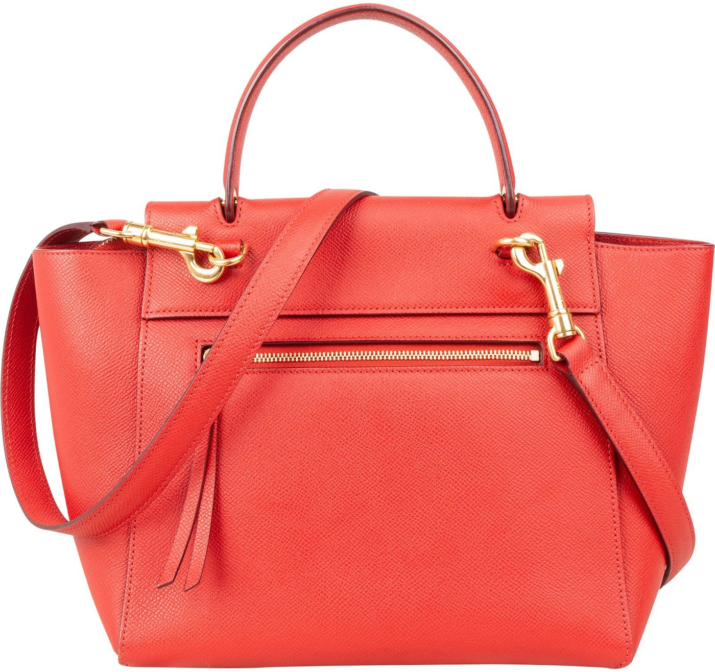Celine Red Grained Calfskin Nano Belt Handbag
