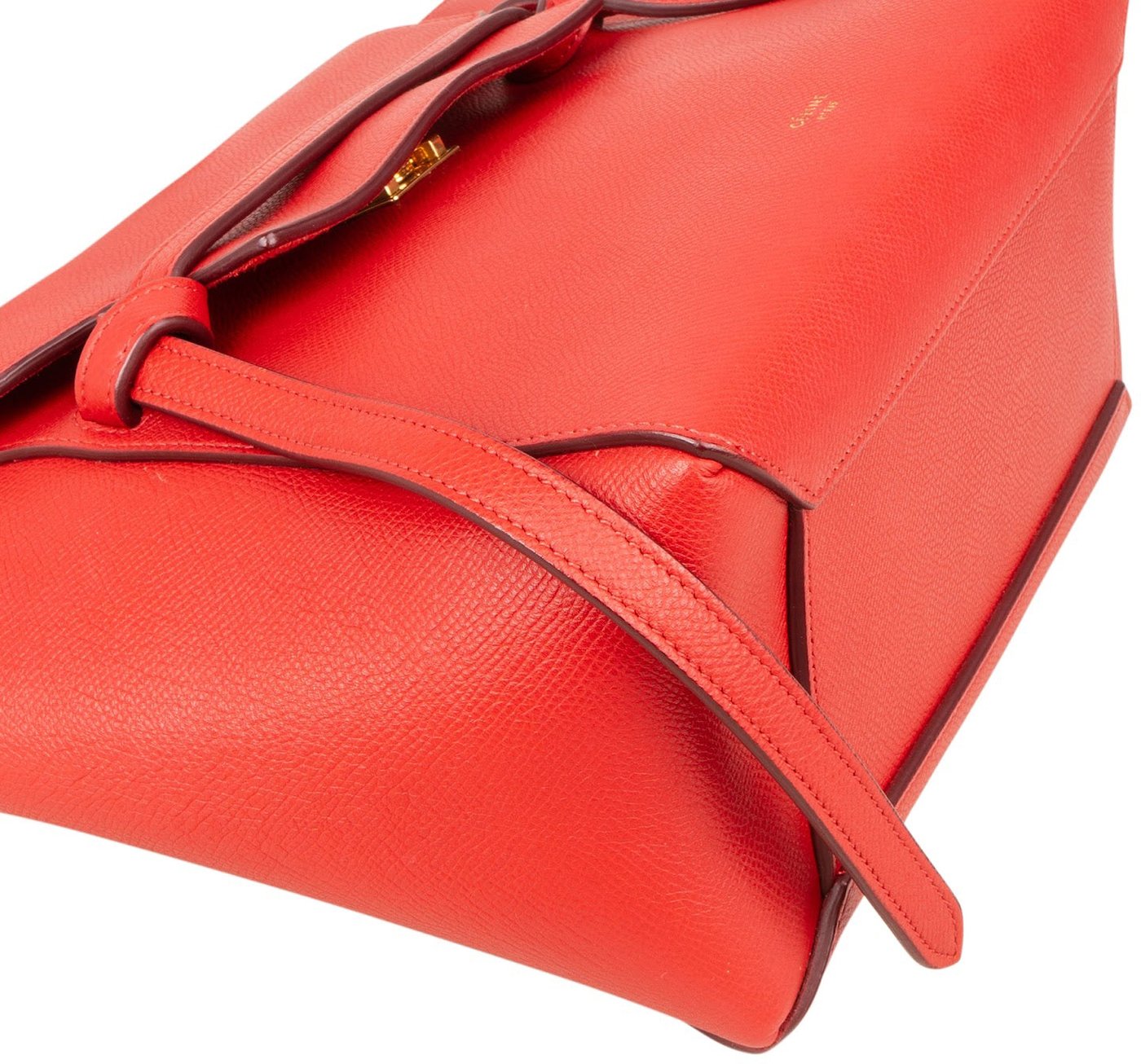 Celine Red Grained Calfskin Nano Belt Handbag