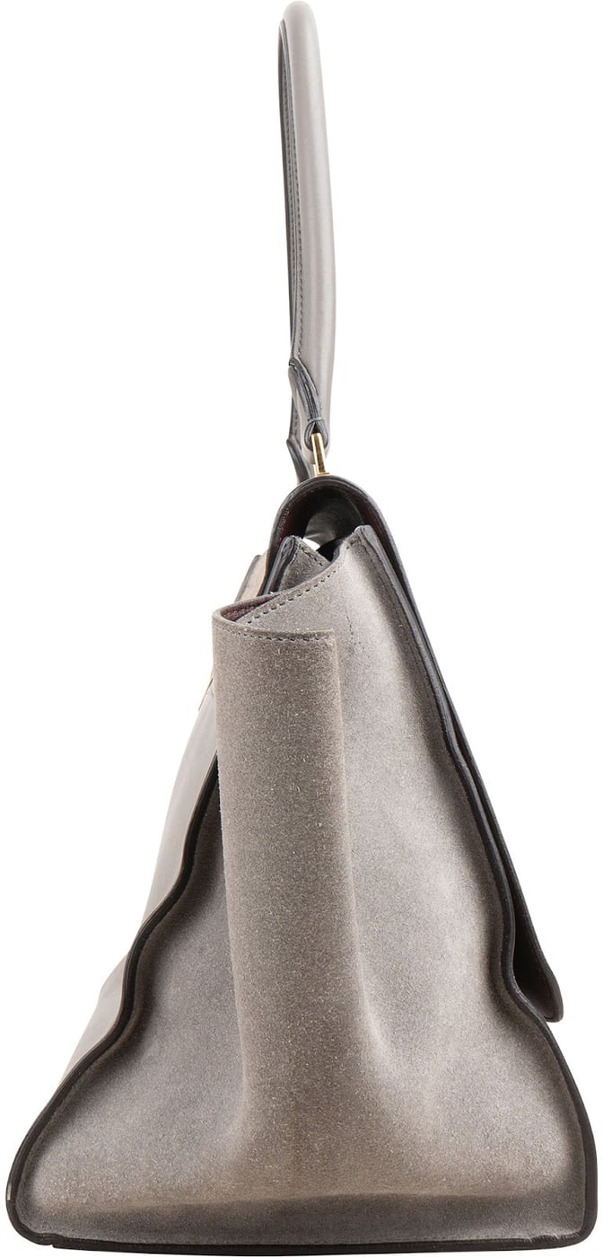 Céline Taupe Croc-Embossed Suede & Leather Trapeze Handbag