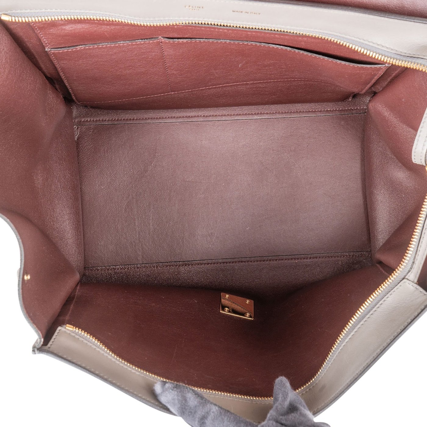 Céline Taupe Croc-Embossed Suede & Leather Trapeze Handbag