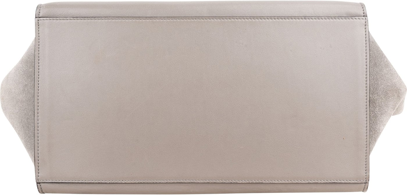 Céline Taupe Croc-Embossed Suede & Leather Trapeze Handbag