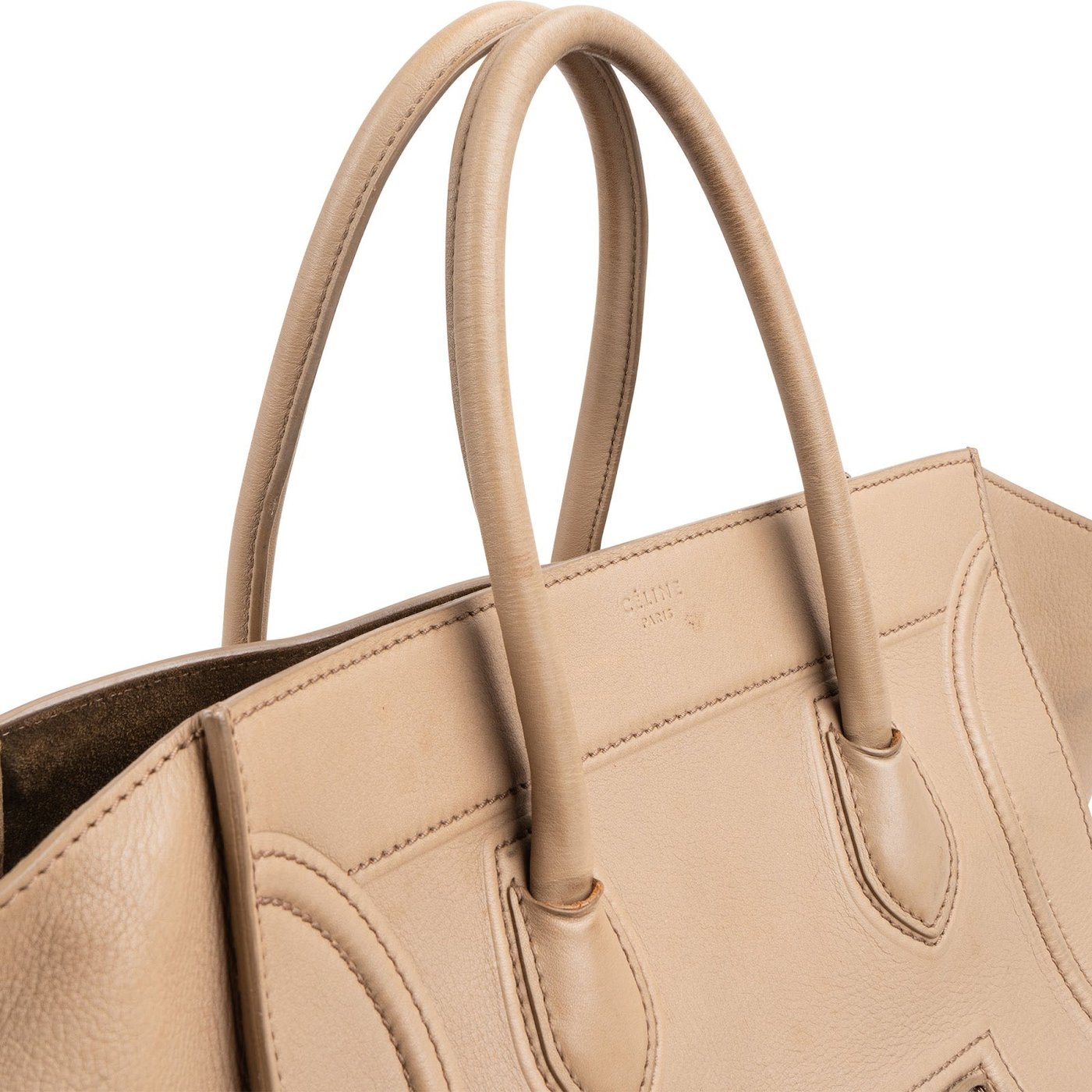 Céline Drummed Calfskin Phantom Handbag