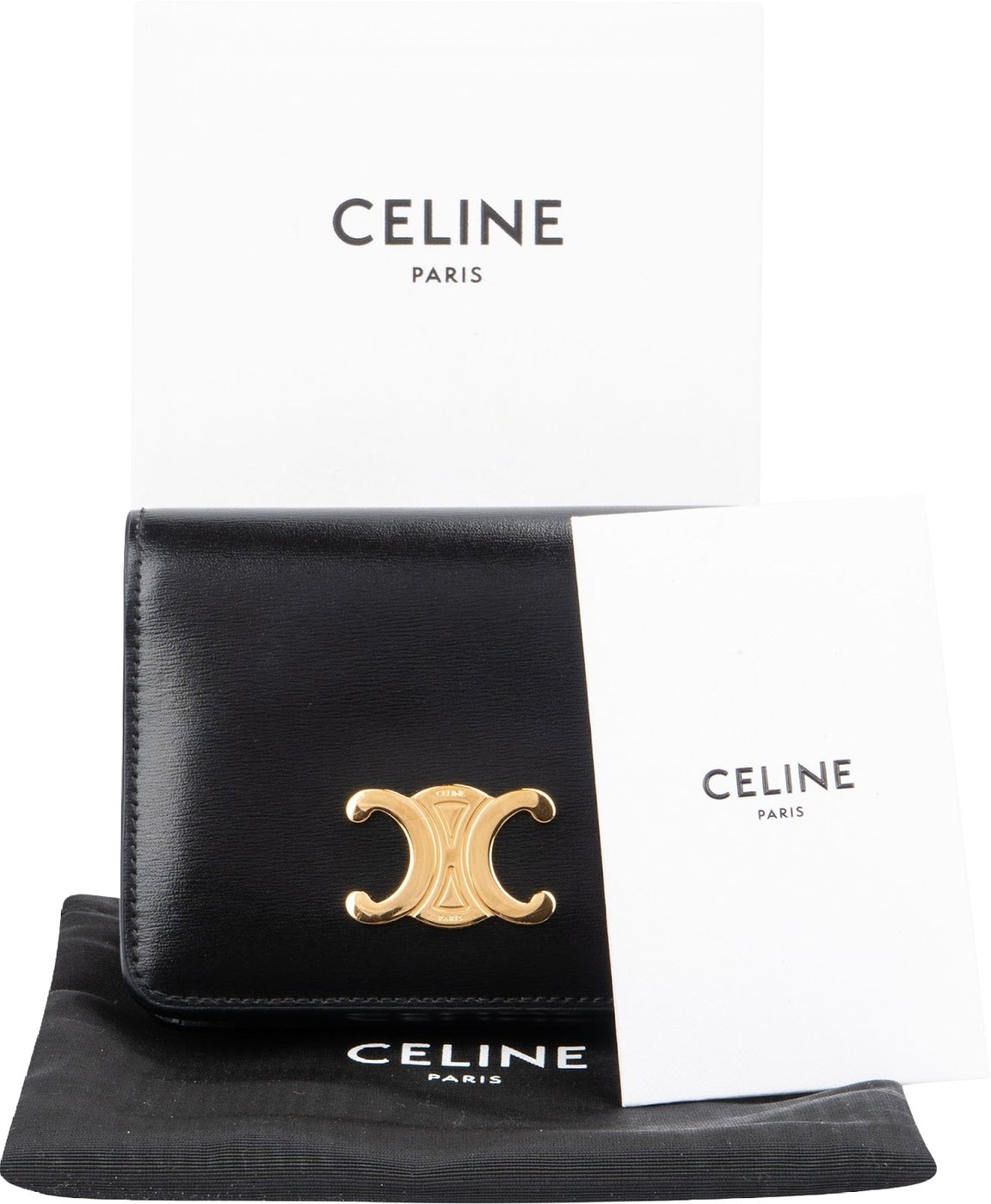 Celine Black Leather Triomphe Wallet