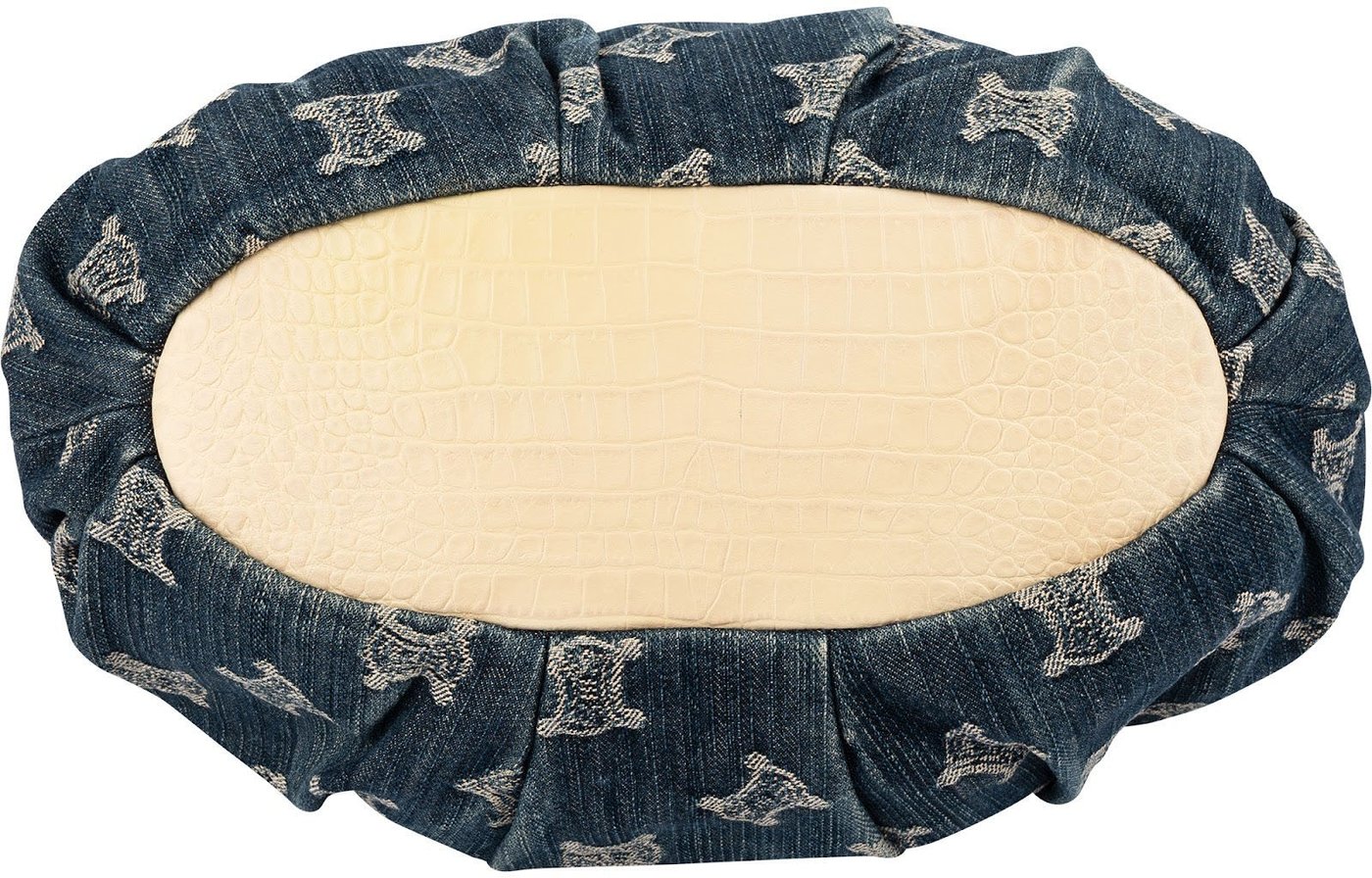 Celine Denim Ombre Monogram Croc-Embossed Leder Blason Pillow Crossbody Handbag