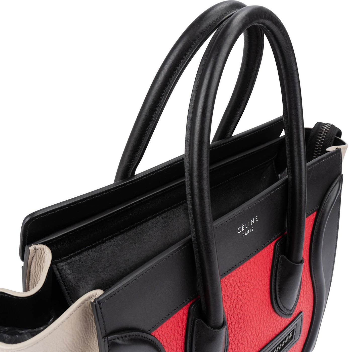 Céline Tricolor Grained Smooth Calfskin Suede Luggage Handbag