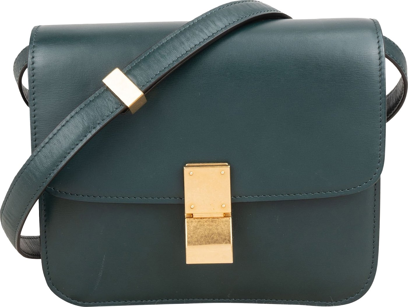 Celine Green Calfskin Classic Box Bag Small Crossbody Bag