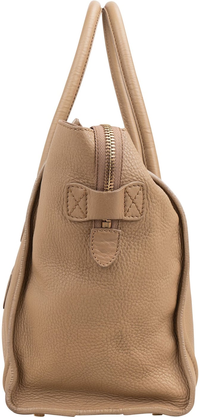 Céline Drummed Calfskin Luggage Tote Handbag