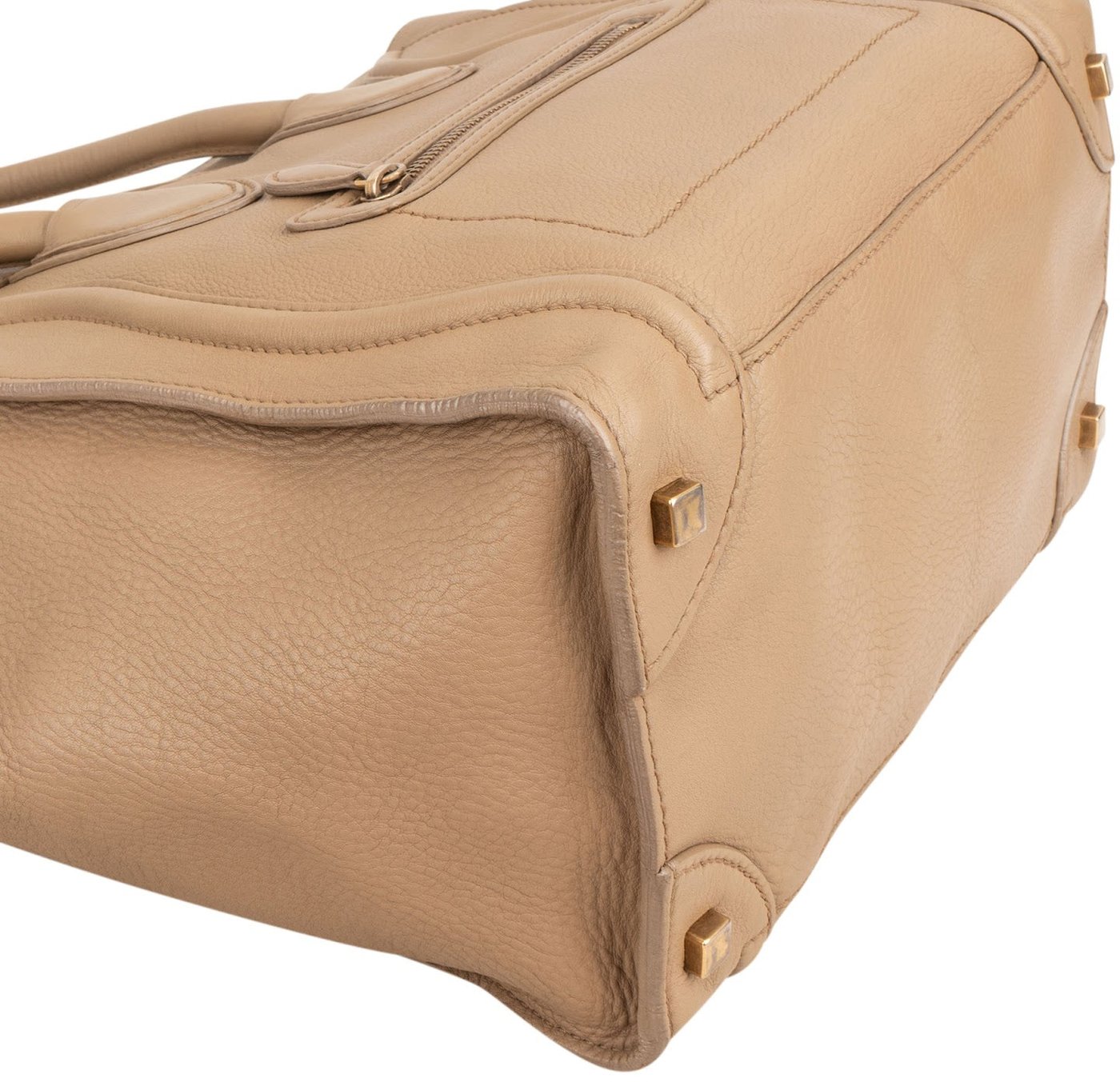 Céline Drummed Calfskin Luggage Tote Handbag