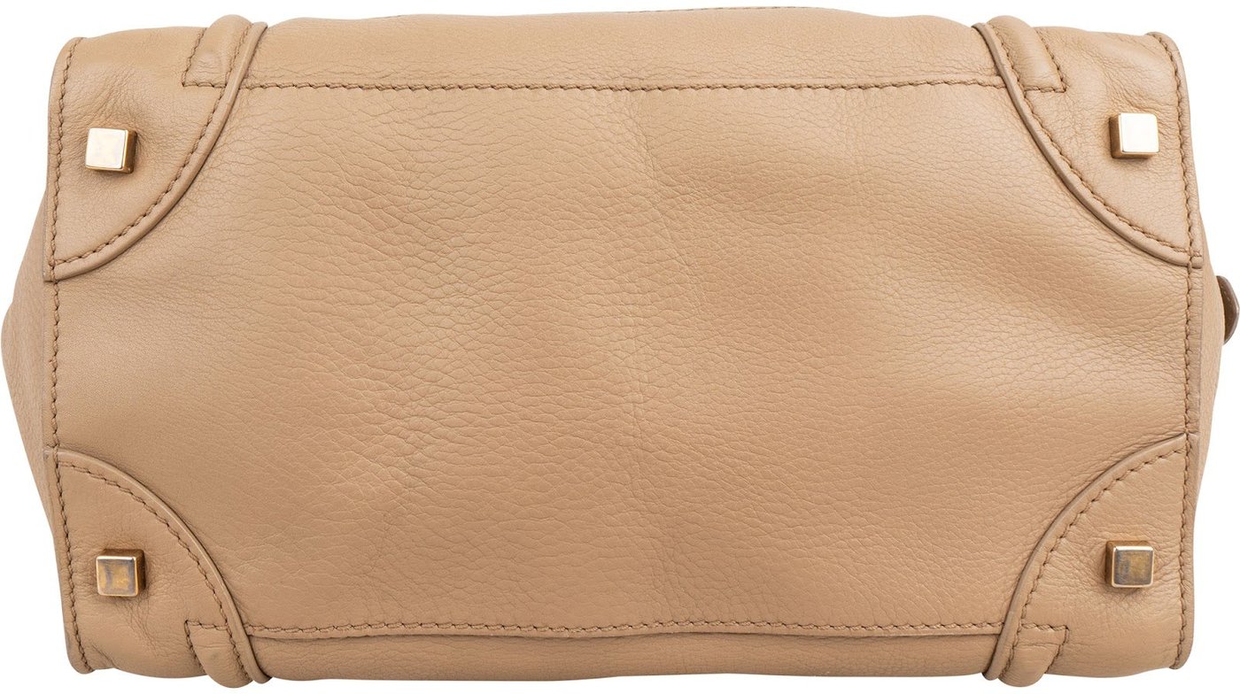 Céline Drummed Calfskin Luggage Tote Handbag