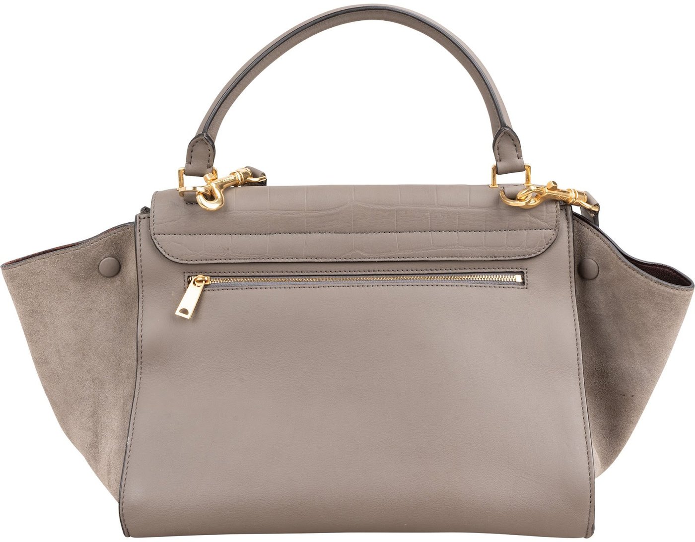 Celine Croc Embossed Suede Trapeze Bag Handbag