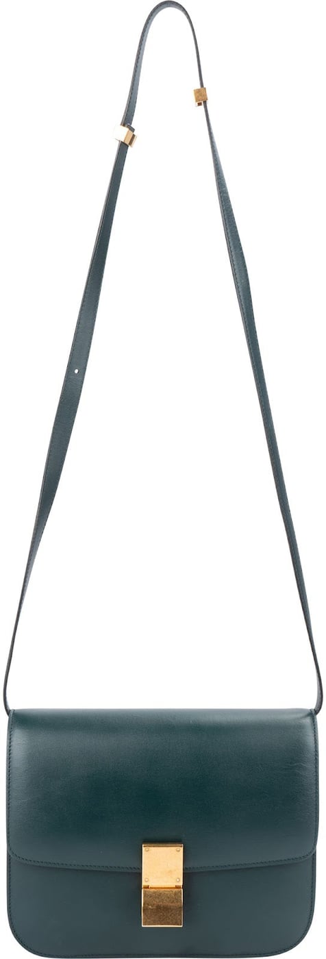 Celine Dark Green Boxcalf Classic Box Medium Crossbody Bag