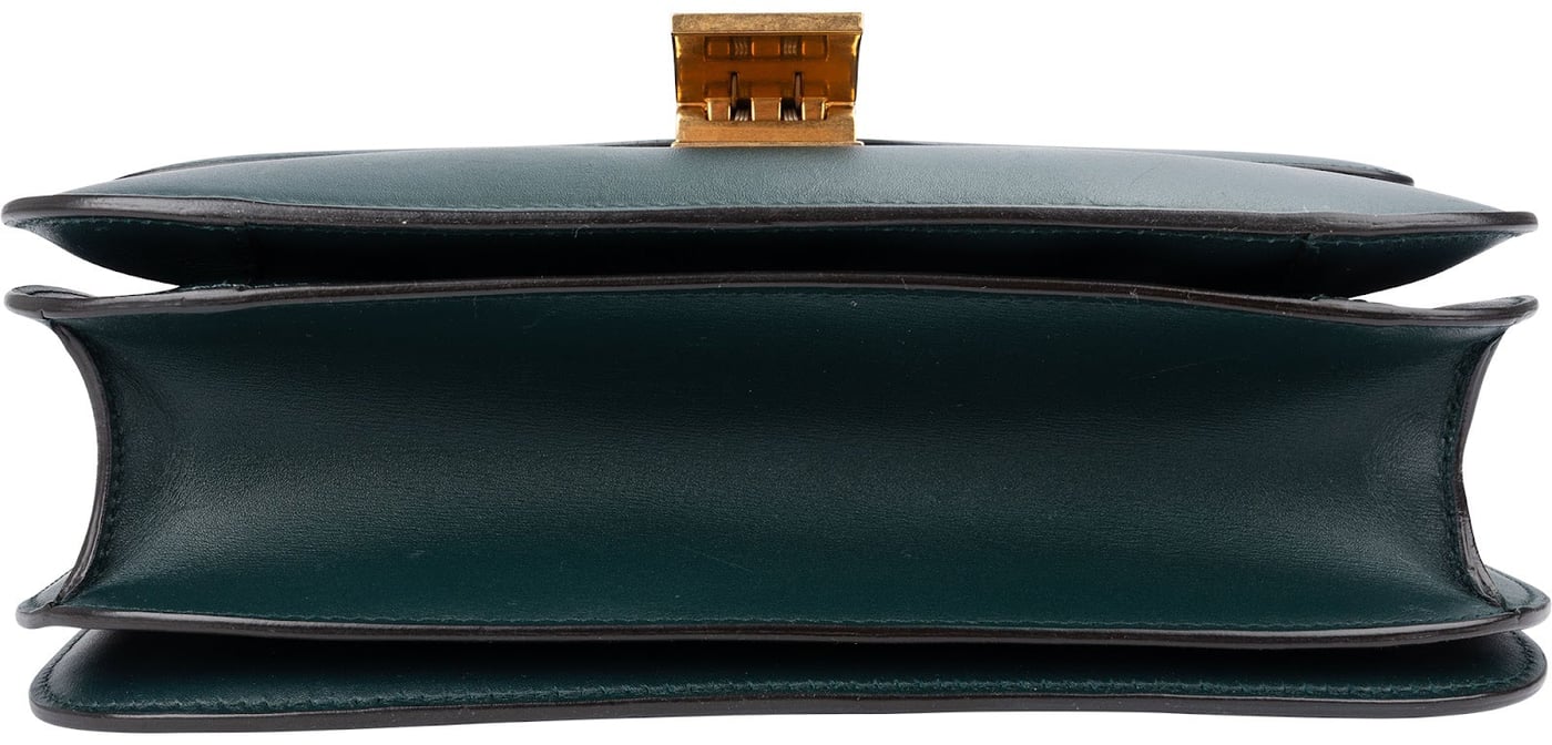 Celine Dark Green Boxcalf Classic Box Medium Crossbody Bag
