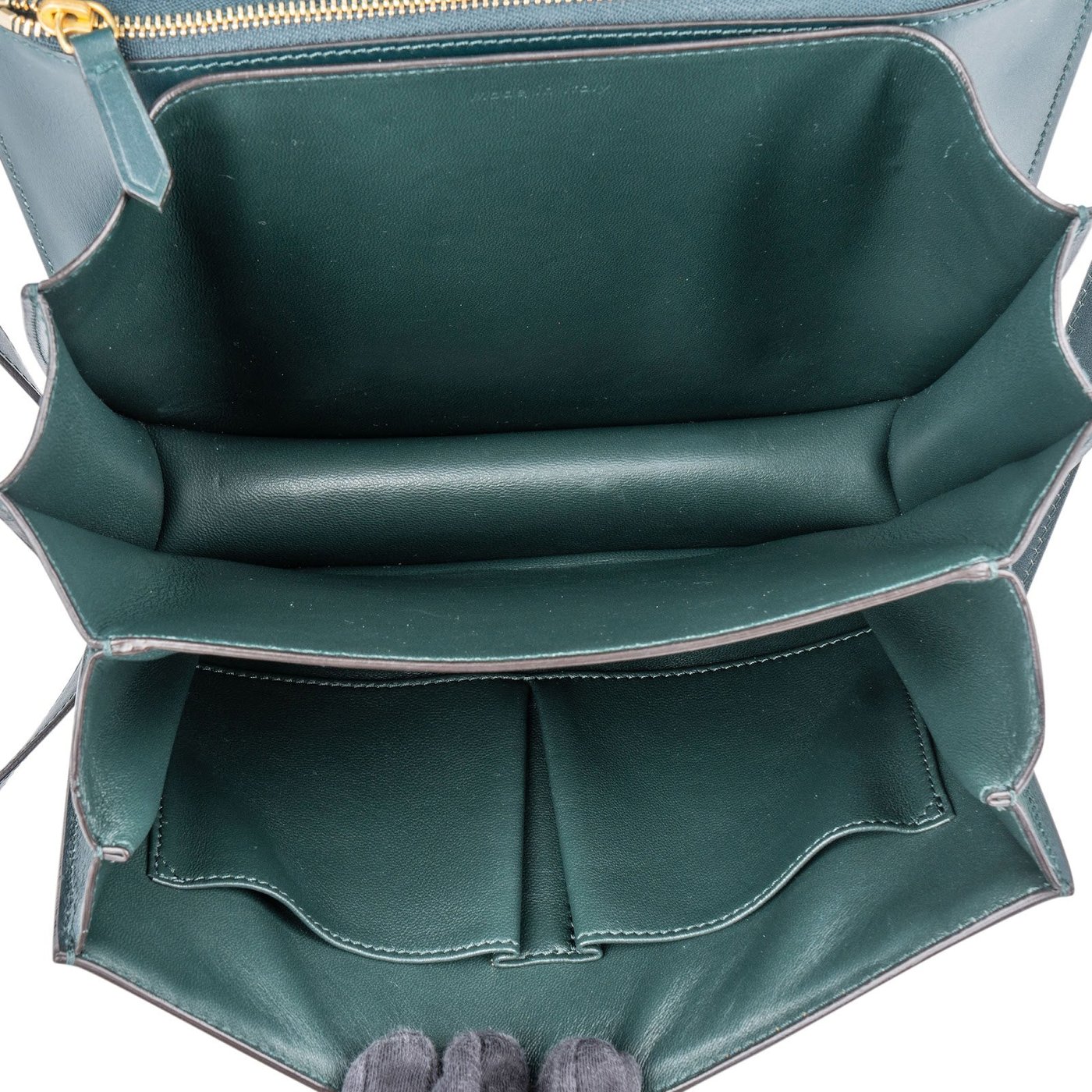 Celine Dark Green Boxcalf Classic Box Medium Crossbody Bag