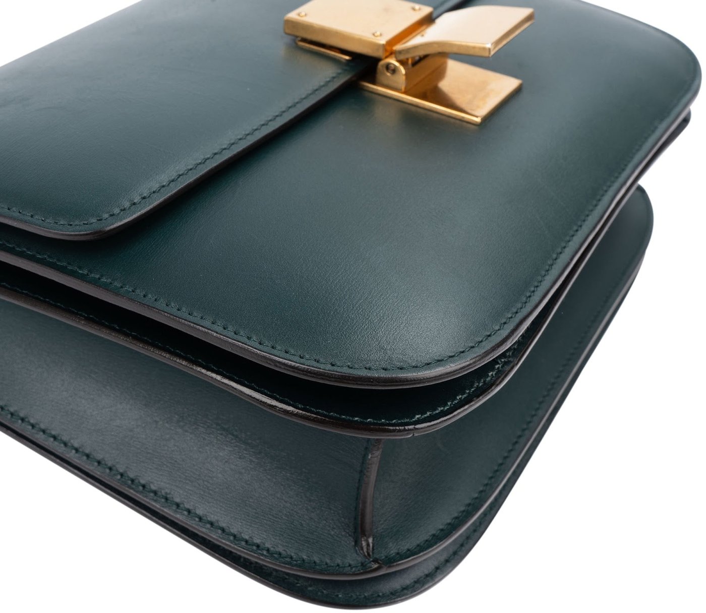 Celine Dark Green Boxcalf Classic Box Medium Crossbody Bag