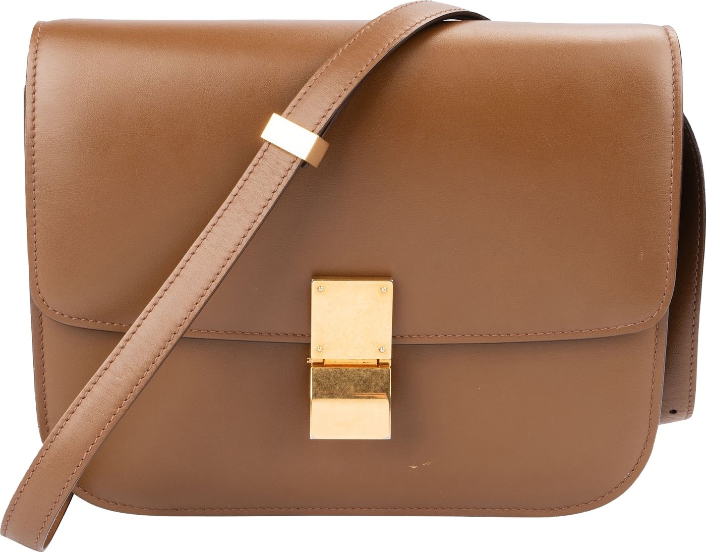 Celine Brown Boxcalf Classic Box Medium Crossbody Bag