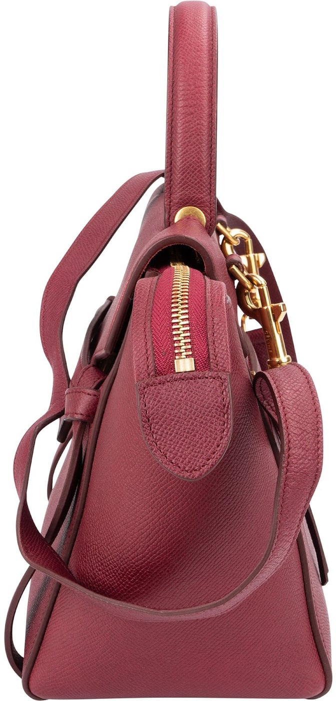 Céline Burgundy Grained Calfskin Belt Handbag