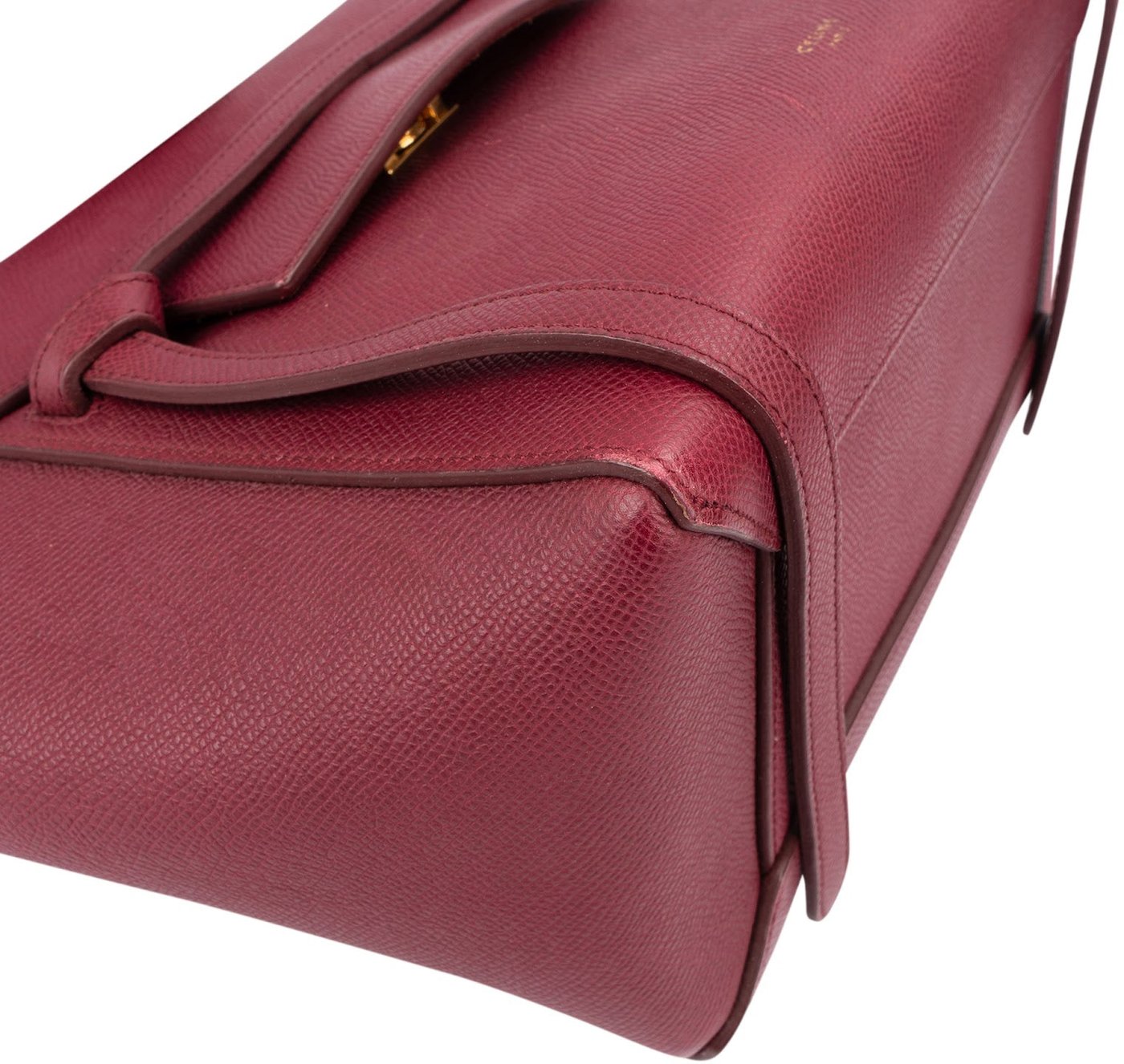 Céline Burgundy Grained Calfskin Belt Handbag