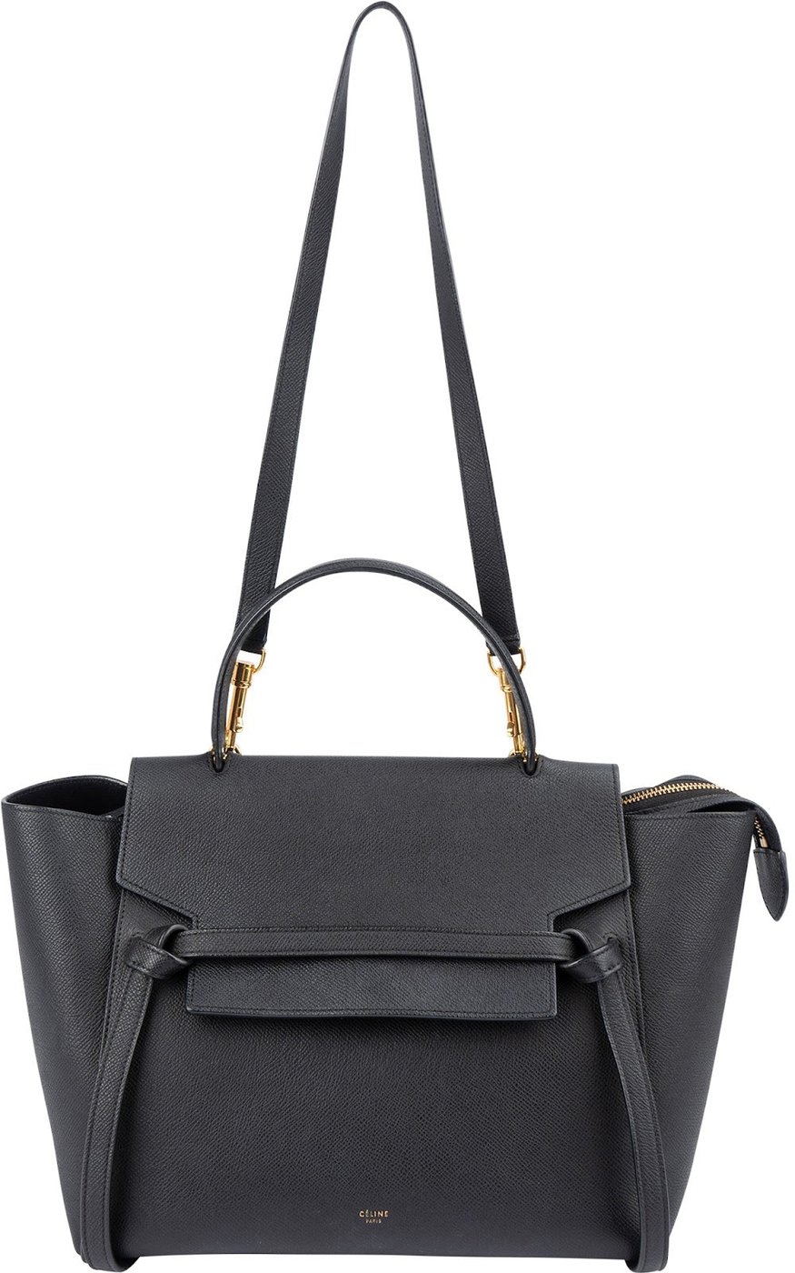 Céline Black Grained Calfskin Belt Handbag