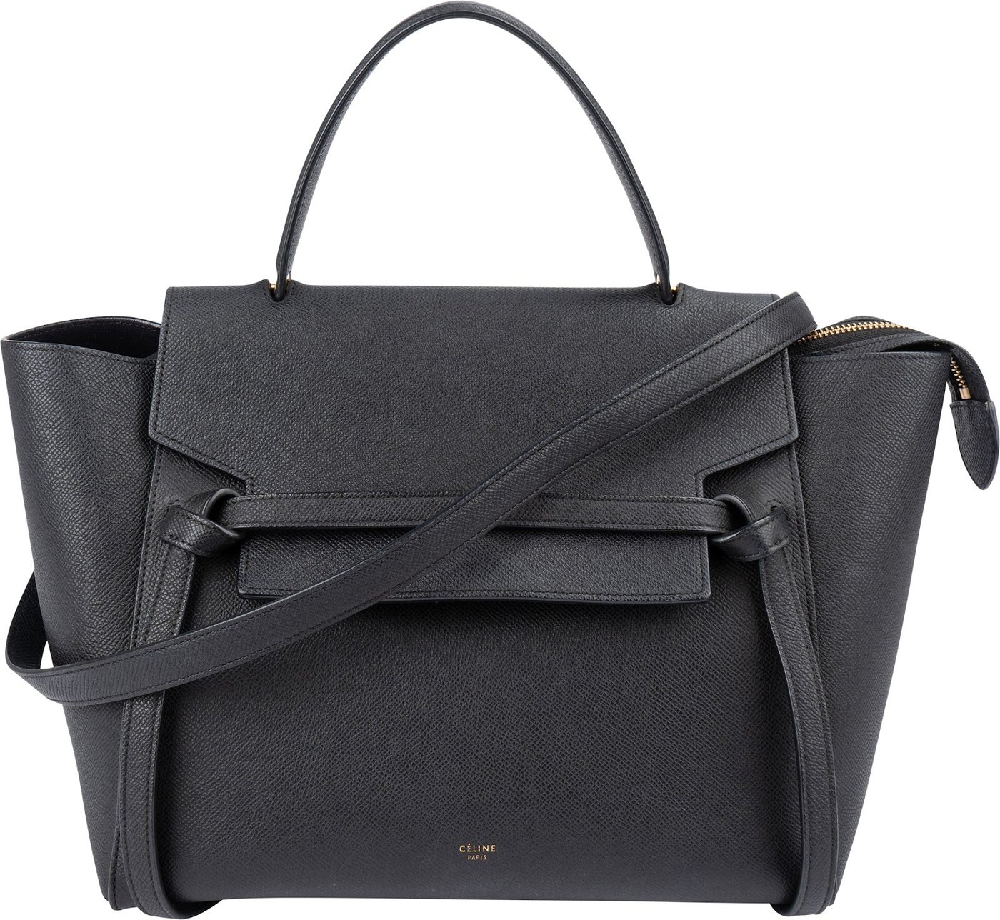 Céline Black Grained Calfskin Belt Handbag