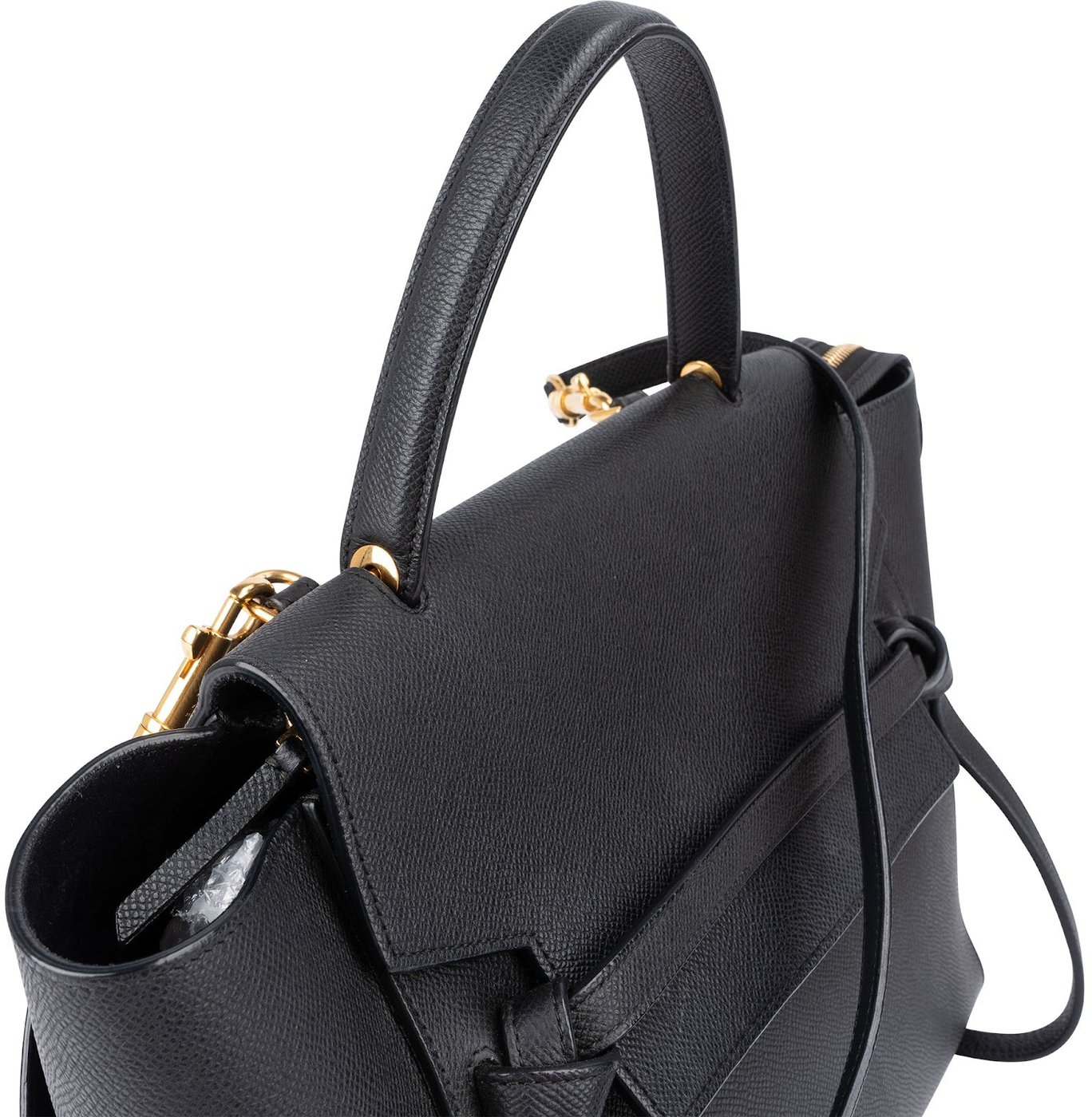 Céline Black Grained Calfskin Belt Handbag