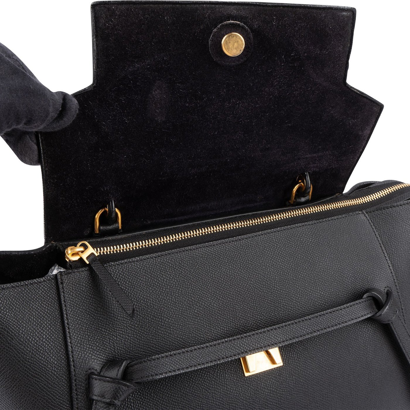 Céline Black Grained Calfskin Belt Handbag