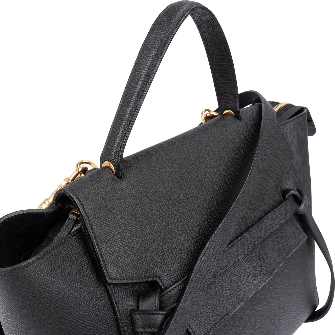 Céline Black Grained Calfskin Belt Handbag