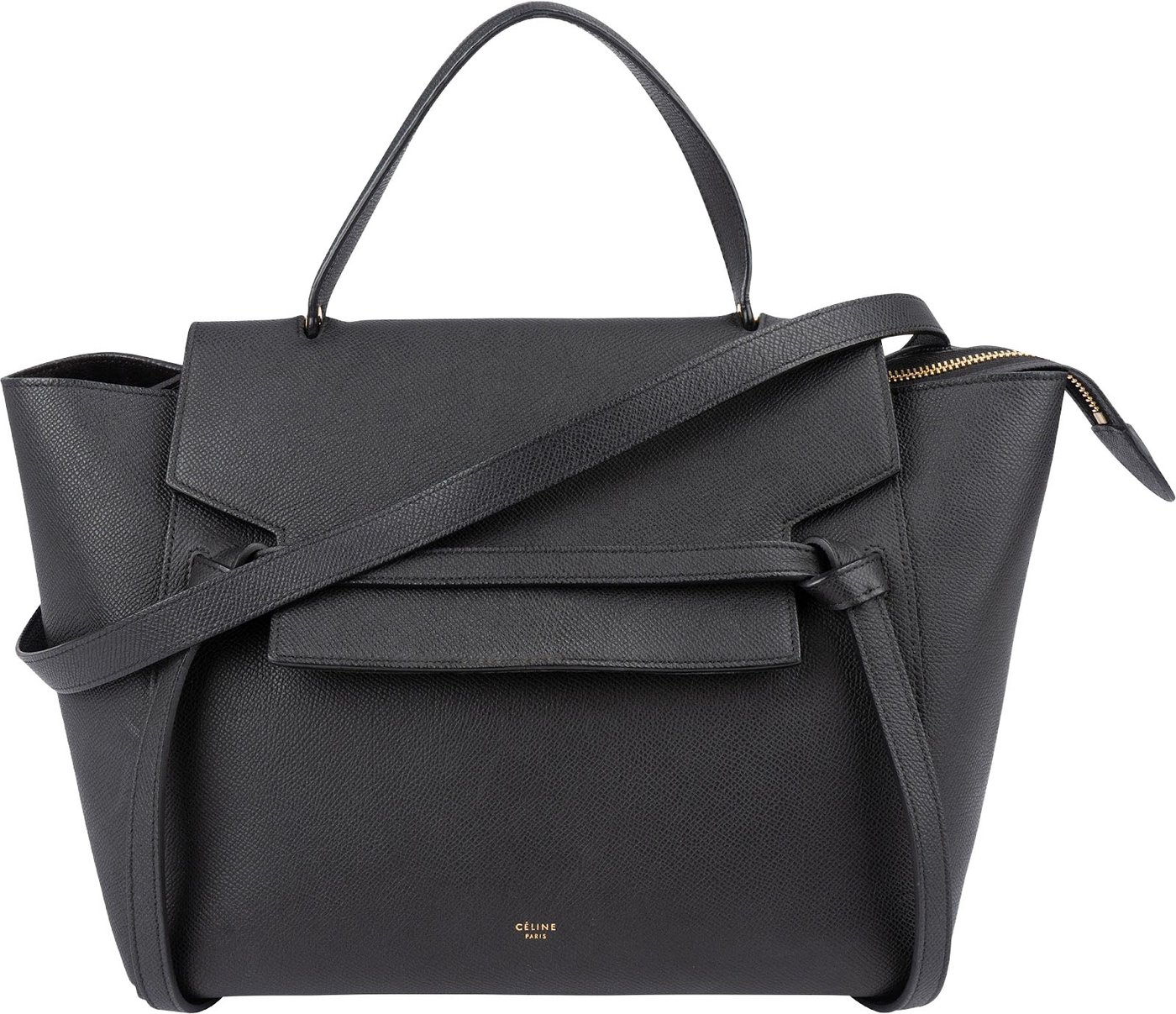 Céline Black Grained Calfskin Belt Handbag
