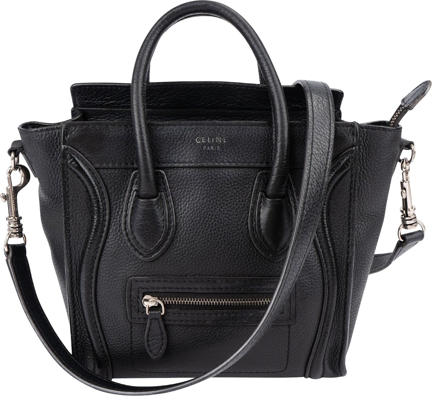 Celine Drummed Calfskin Nano Luggage Crossbody Handbag