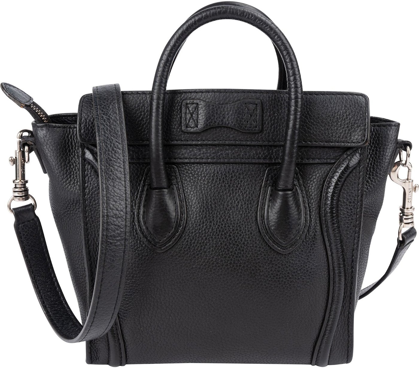 Celine Drummed Calfskin Nano Luggage Crossbody Handbag