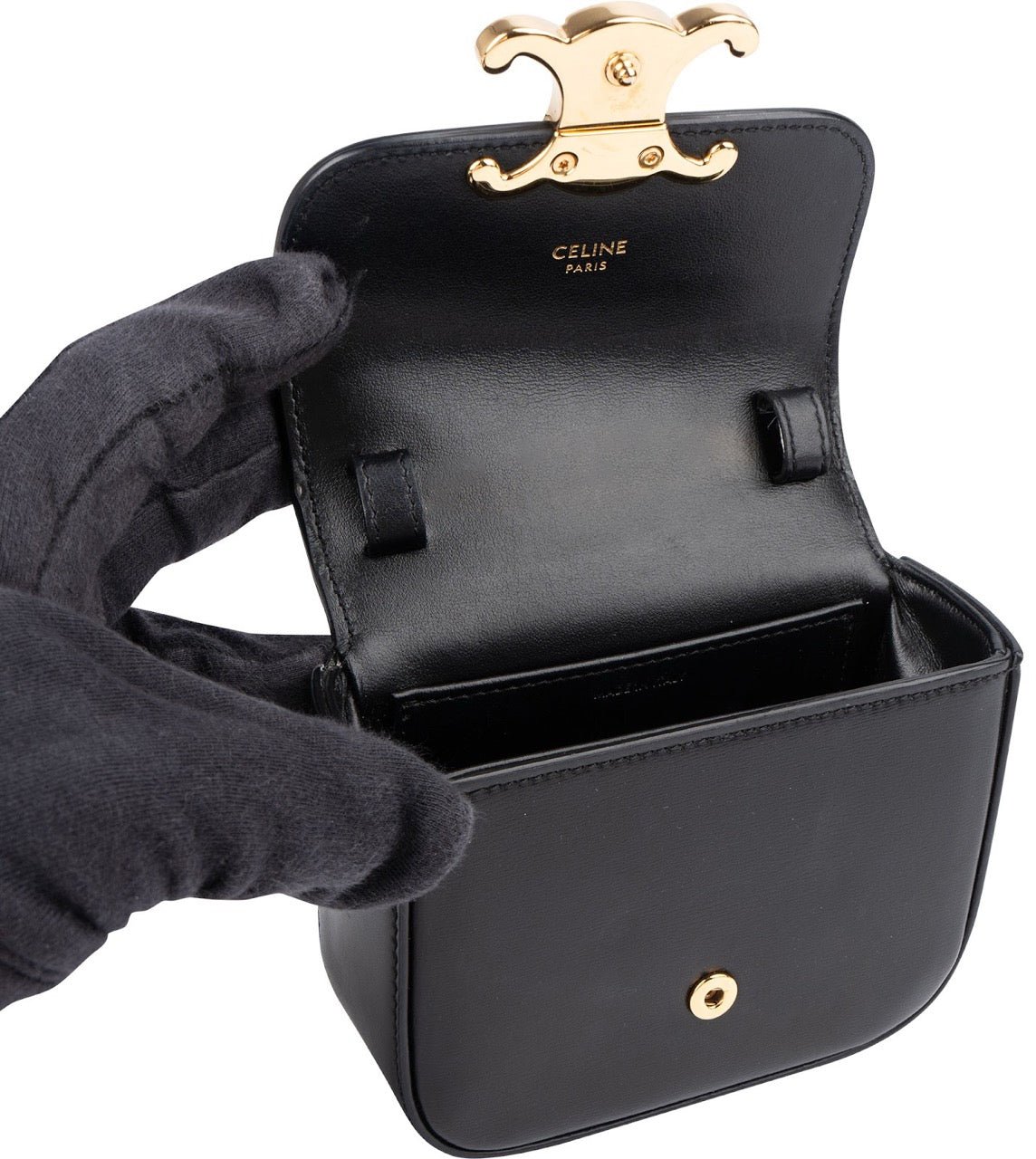 Celine Shiny Calfskin Box Micro Claude Crossbody Bag
