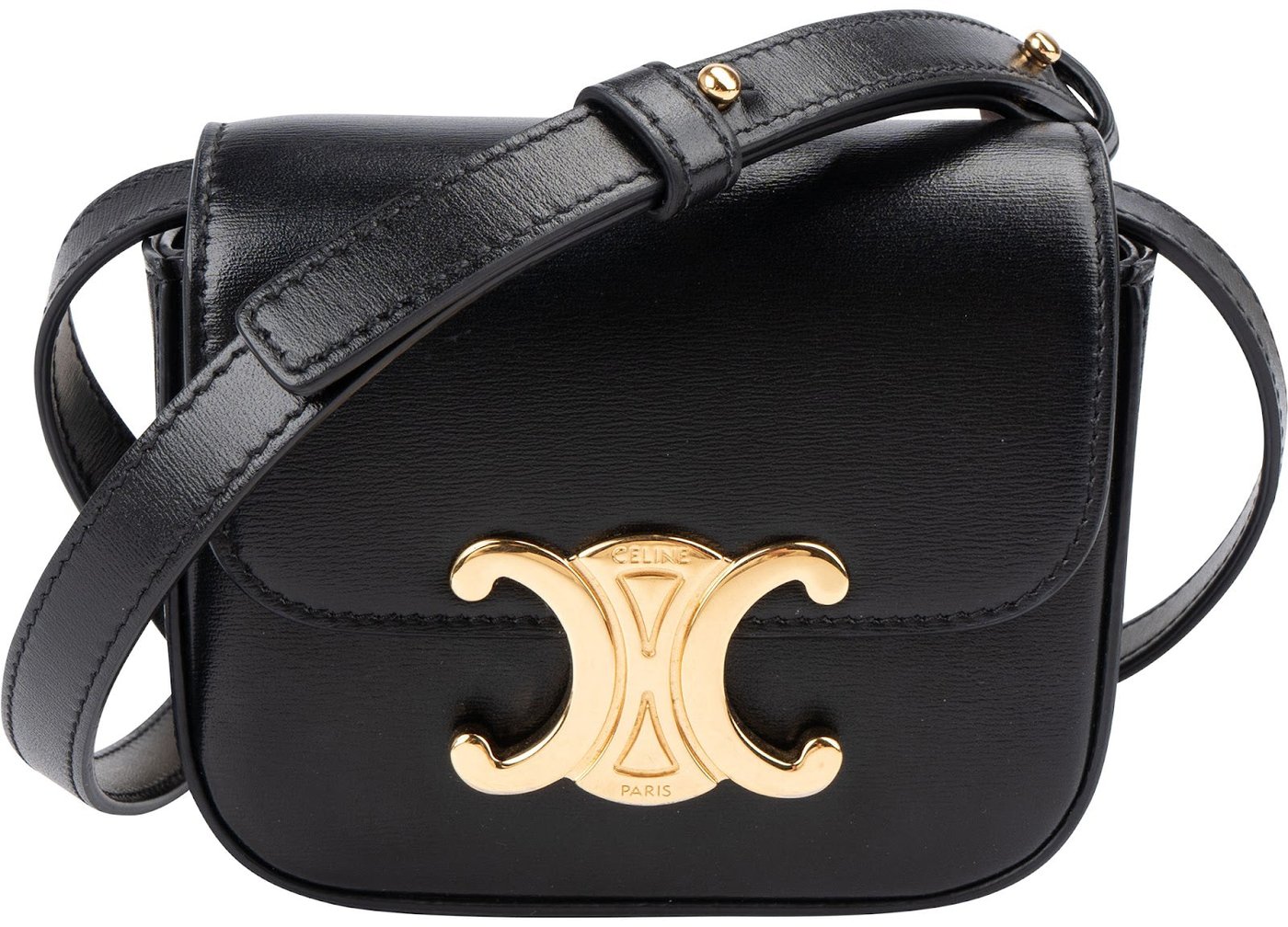 Celine Shiny Calfskin Box Micro Claude Crossbody Bag