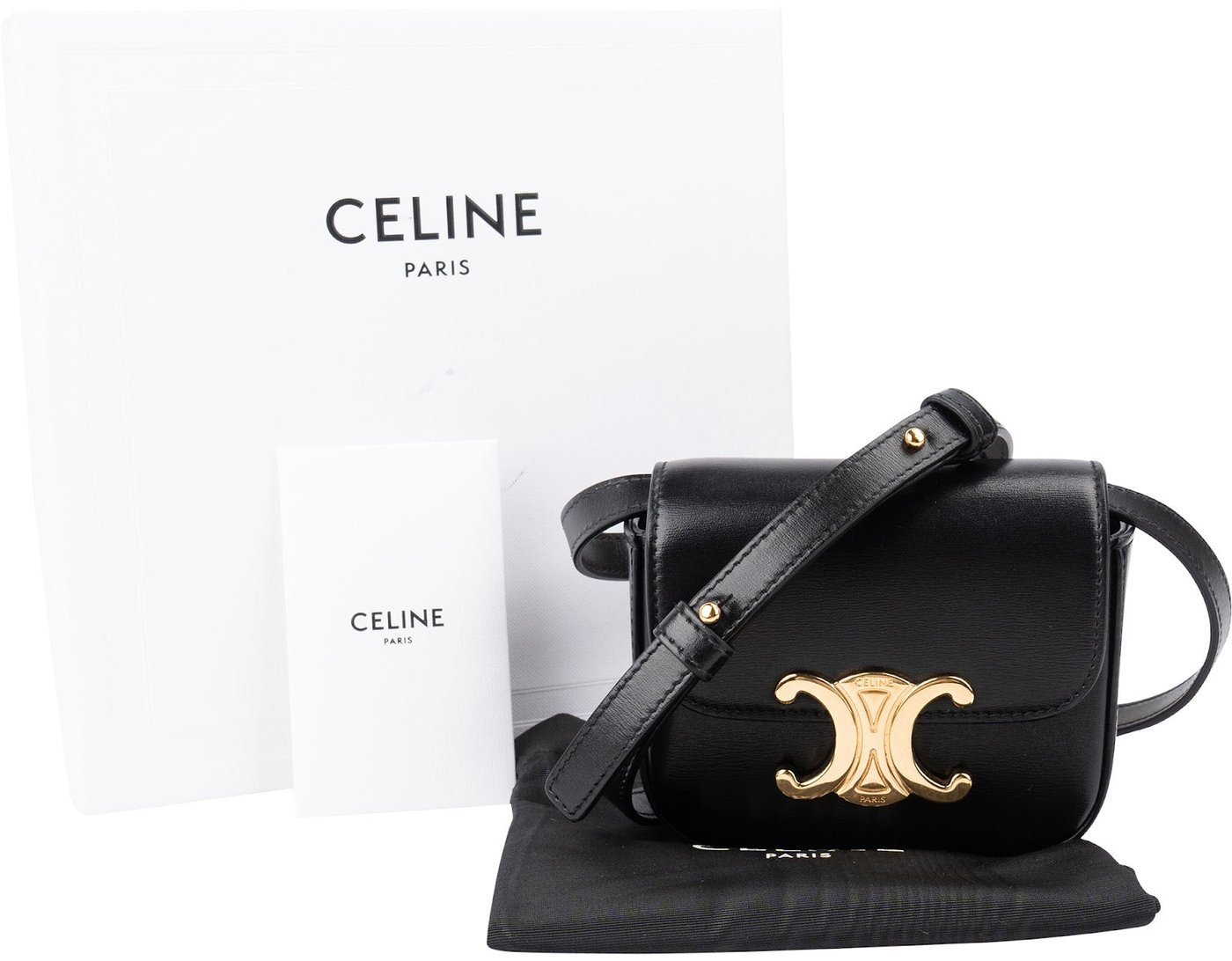 Celine Shiny Calfskin Box Micro Claude Crossbody Bag
