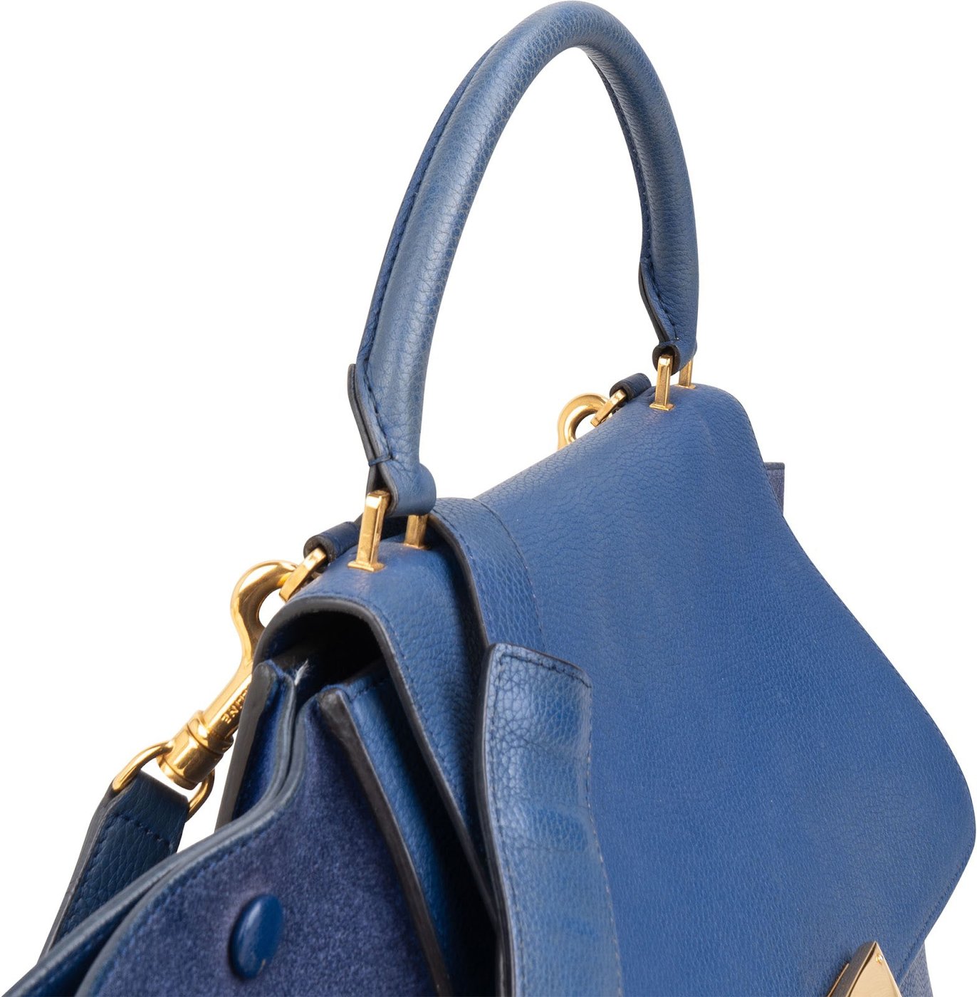 Celine Blue Suede & Grained Calfskin Trapeze Handbag