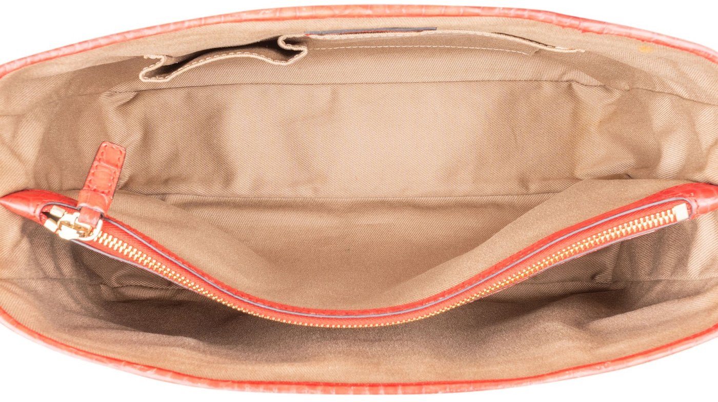 Celine Macadam Monogram Canvas Croc Embossed Leather Striped Boogie Handbag
