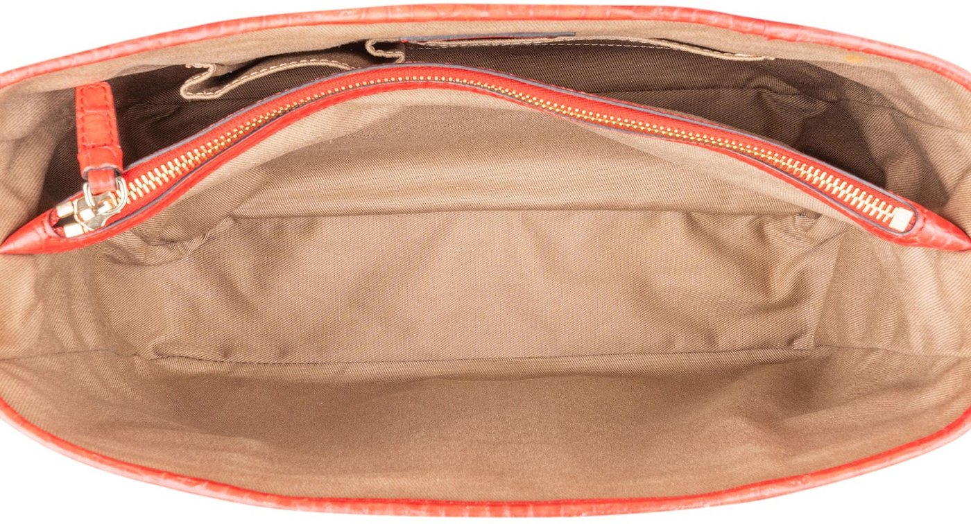 Celine Macadam Monogram Canvas Croc Embossed Leather Striped Boogie Handbag