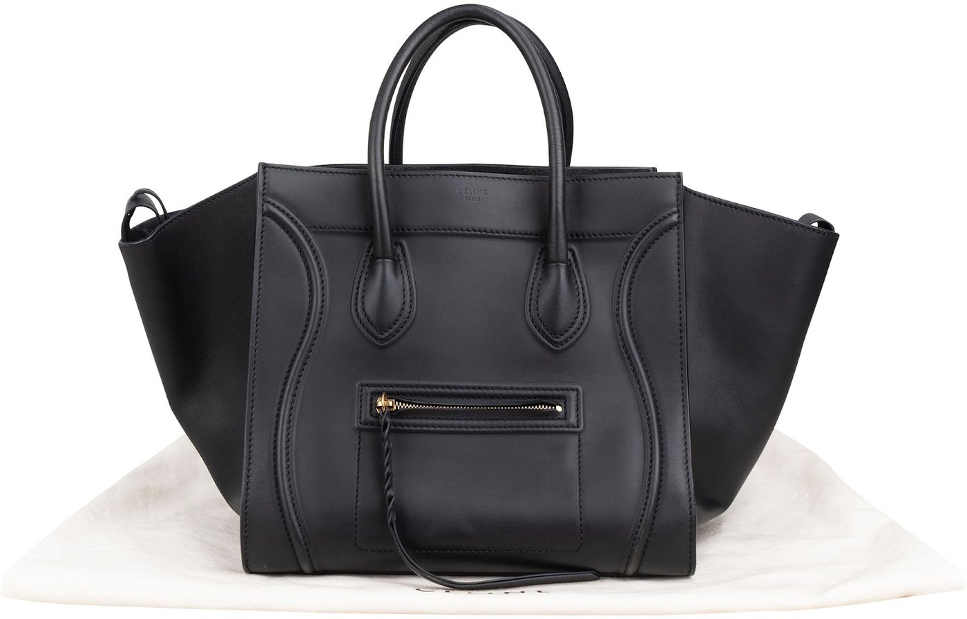 Céline Black Smooth Calfskin Large Phantom Handbag
