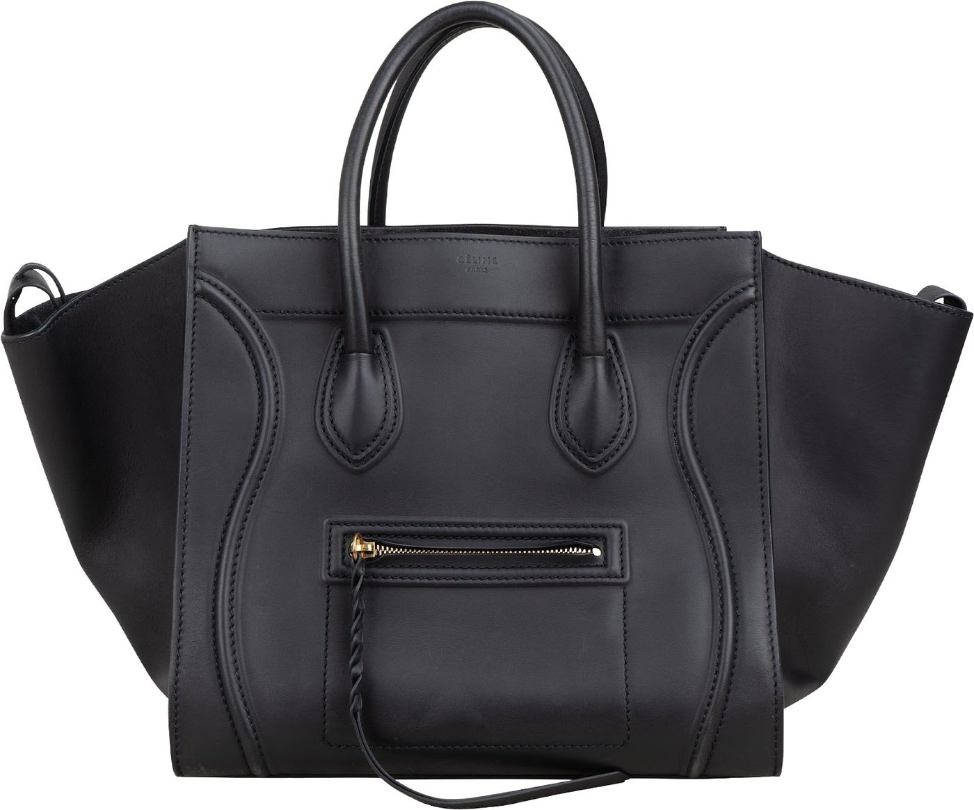 Céline Black Smooth Calfskin Large Phantom Handbag
