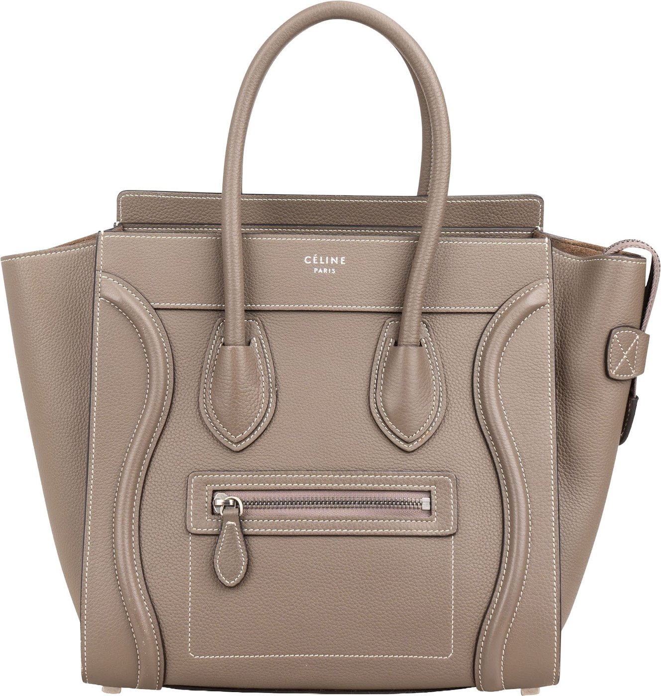 Céline Taupe Grained Calfskin Luggage Handbag