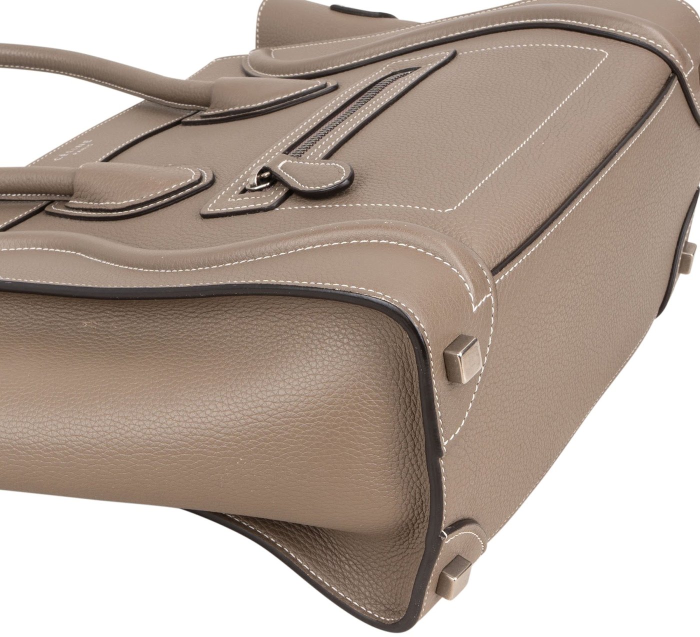 Céline Taupe Grained Calfskin Luggage Handbag